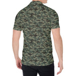 Forest Green Digital Camo Pattern Print Men's Shirt
