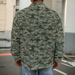 Forest Green Digital Camo Pattern Print Men's Shirt Jacket