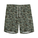 Forest Green Digital Camo Pattern Print Men's Sports Shorts