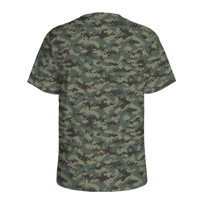 Forest Green Digital Camo Pattern Print Men's Sports T-Shirt