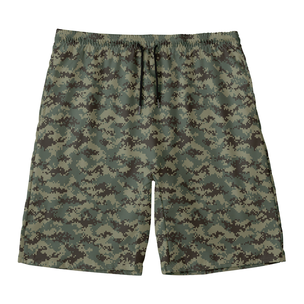 Forest Green Digital Camo Pattern Print Men's Swim Trunks