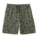 Forest Green Digital Camo Pattern Print Men's Swim Trunks