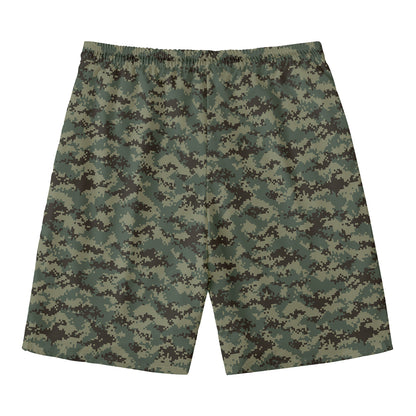 Forest Green Digital Camo Pattern Print Men's Swim Trunks
