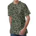 Forest Green Digital Camo Pattern Print Men's Velvet T-Shirt