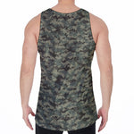 Forest Green Digital Camo Pattern Print Men's Velvet Tank Top