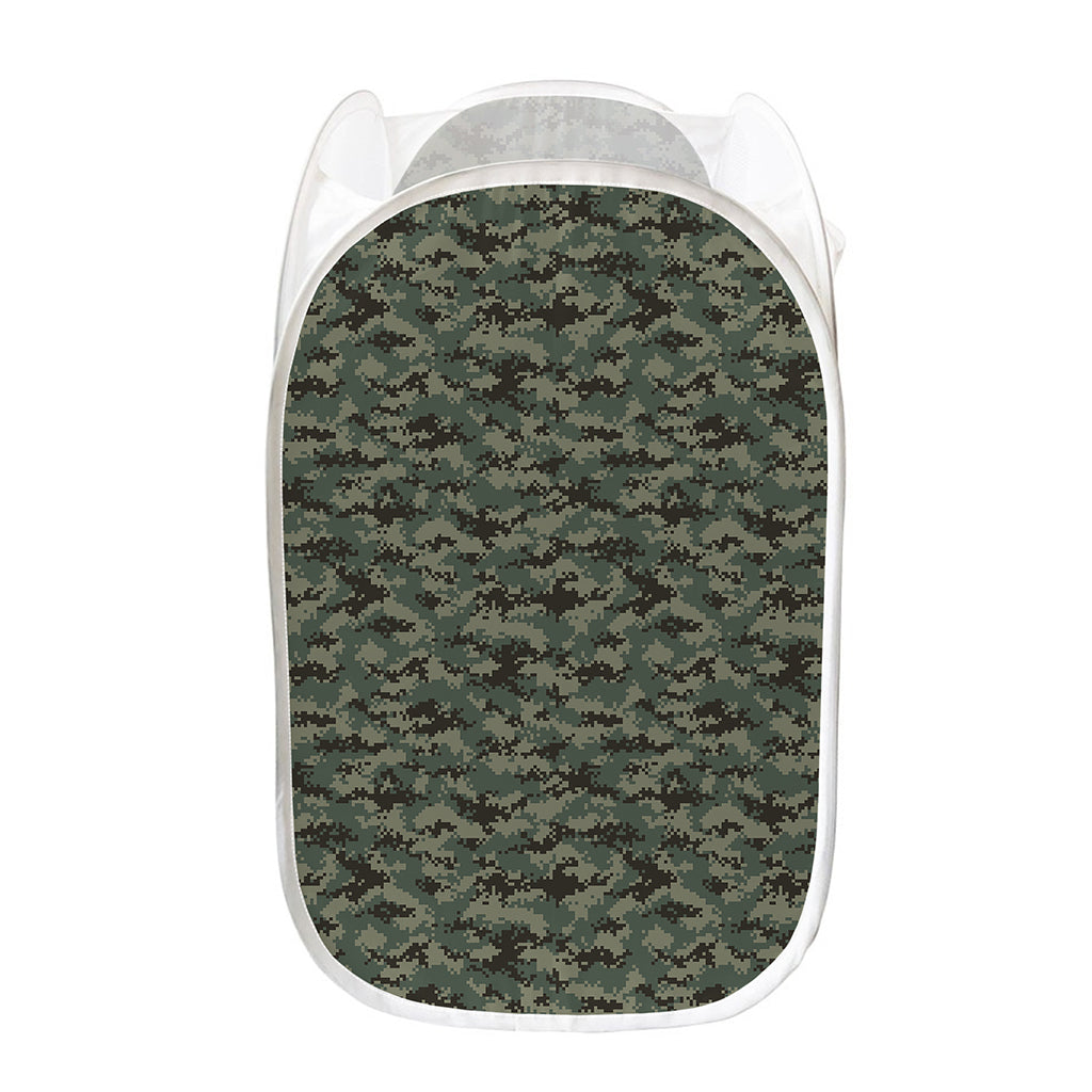 Forest Green Digital Camo Pattern Print Mesh Laundry Hamper