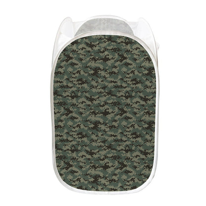 Forest Green Digital Camo Pattern Print Mesh Laundry Hamper