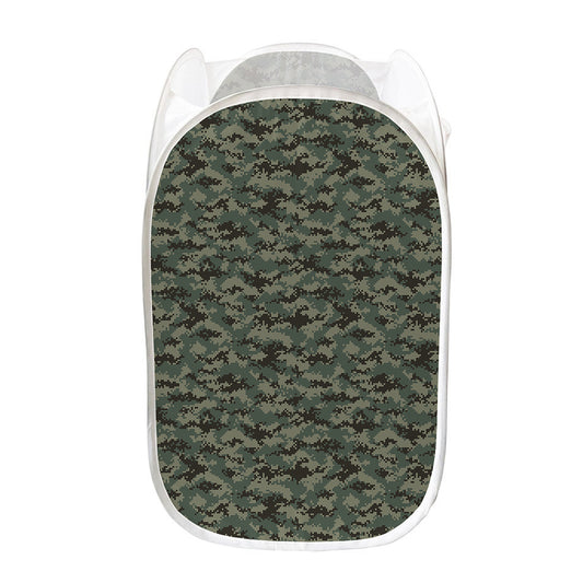 Forest Green Digital Camo Pattern Print Mesh Laundry Hamper