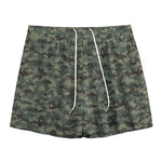 Forest Green Digital Camo Pattern Print Mesh Shorts