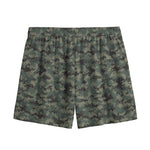Forest Green Digital Camo Pattern Print Mesh Shorts