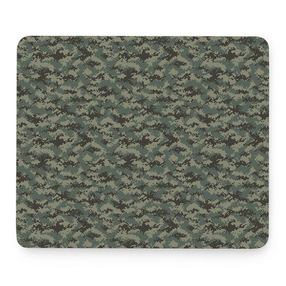 Forest Green Digital Camo Pattern Print Mouse Pad