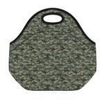 Forest Green Digital Camo Pattern Print Neoprene Lunch Bag