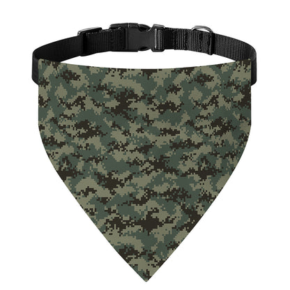 Forest Green Digital Camo Pattern Print Over The Collar Dog Bandana