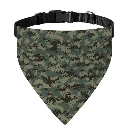 Forest Green Digital Camo Pattern Print Over The Collar Dog Bandana