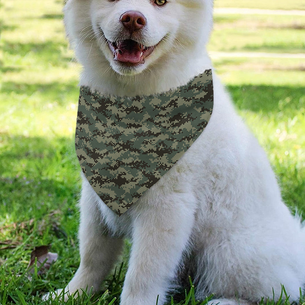 Forest Green Digital Camo Pattern Print Over The Collar Dog Bandana