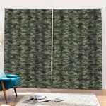Forest Green Digital Camo Pattern Print Pencil Pleat Curtains