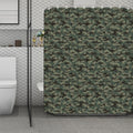 Forest Green Digital Camo Pattern Print Polyester Shower Curtain