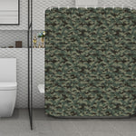 Forest Green Digital Camo Pattern Print Polyester Shower Curtain