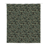Forest Green Digital Camo Pattern Print Polyester Shower Curtain