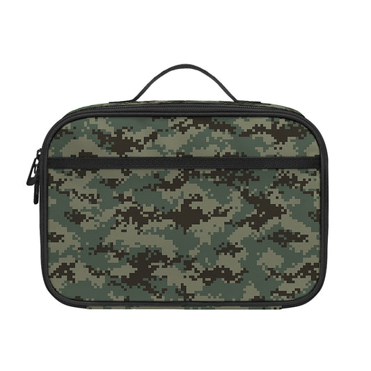 Forest Green Digital Camo Pattern Print Portable Lunch Bag
