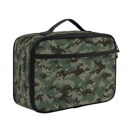 Forest Green Digital Camo Pattern Print Portable Lunch Bag