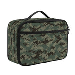 Forest Green Digital Camo Pattern Print Portable Lunch Bag