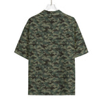 Forest Green Digital Camo Pattern Print Rayon Hawaiian Shirt
