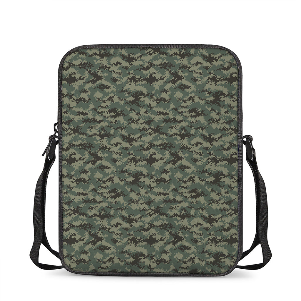 Forest Green Digital Camo Pattern Print Rectangular Crossbody Bag