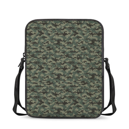 Forest Green Digital Camo Pattern Print Rectangular Crossbody Bag