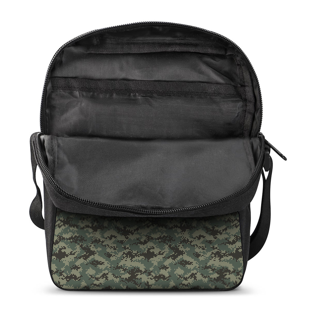 Forest Green Digital Camo Pattern Print Rectangular Crossbody Bag