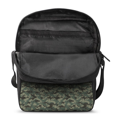 Forest Green Digital Camo Pattern Print Rectangular Crossbody Bag