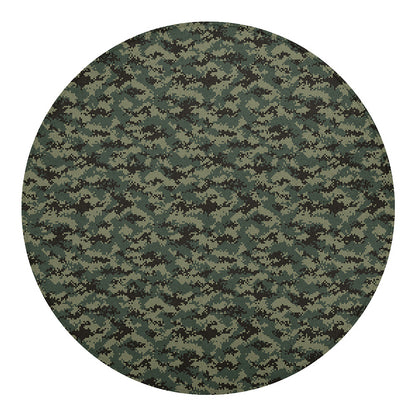 Forest Green Digital Camo Pattern Print Round Blanket