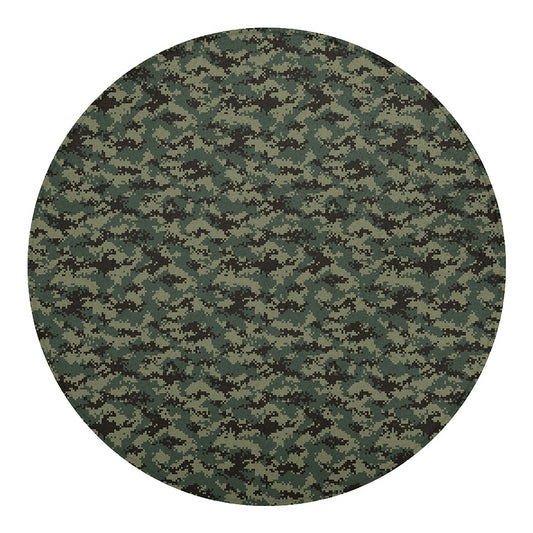 Forest Green Digital Camo Pattern Print Round Blanket