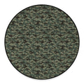 Forest Green Digital Camo Pattern Print Round Floor Mat