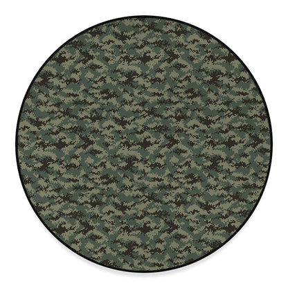 Forest Green Digital Camo Pattern Print Round Floor Mat