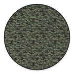 Forest Green Digital Camo Pattern Print Round Floor Mat