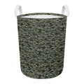 Forest Green Digital Camo Pattern Print Round Laundry Basket