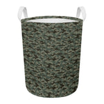 Forest Green Digital Camo Pattern Print Round Laundry Basket