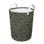 Forest Green Digital Camo Pattern Print Round Laundry Basket