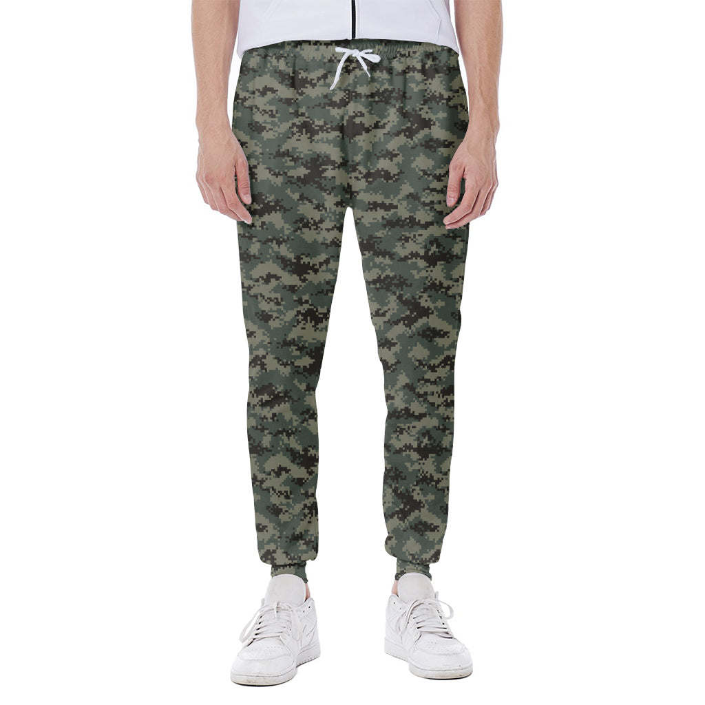 Forest Green Digital Camo Pattern Print Scuba Joggers