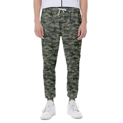 Forest Green Digital Camo Pattern Print Scuba Joggers