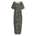 Forest Green Digital Camo Pattern Print Short Sleeve Long Nightdress