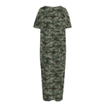 Forest Green Digital Camo Pattern Print Short Sleeve Long Nightdress
