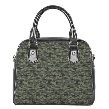 Forest Green Digital Camo Pattern Print Shoulder Handbag