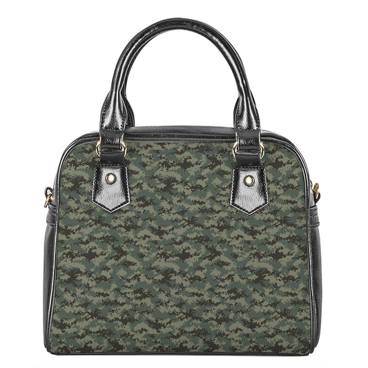 Forest Green Digital Camo Pattern Print Shoulder Handbag
