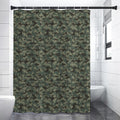 Forest Green Digital Camo Pattern Print Shower Curtain