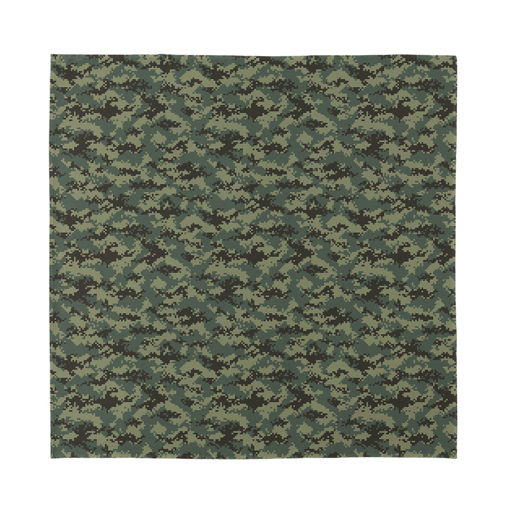 Forest Green Digital Camo Pattern Print Silk Bandana