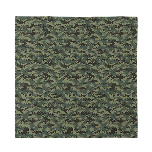 Forest Green Digital Camo Pattern Print Silk Bandana