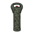 Forest Green Digital Camo Pattern Print Single Neoprene Wine Tote