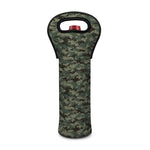 Forest Green Digital Camo Pattern Print Single Neoprene Wine Tote